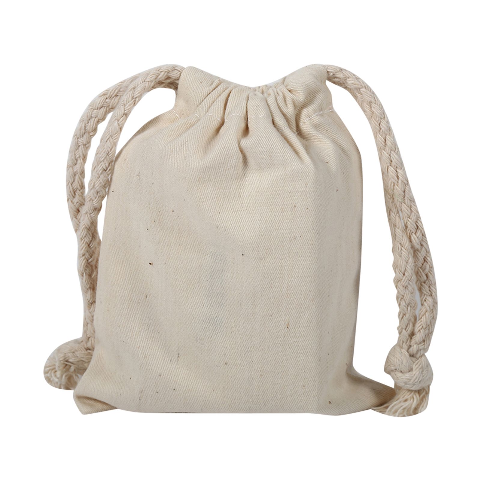 Household Plain Cotton Drawstring Storage Laundry Sack Stuff Bag for Travel view 2