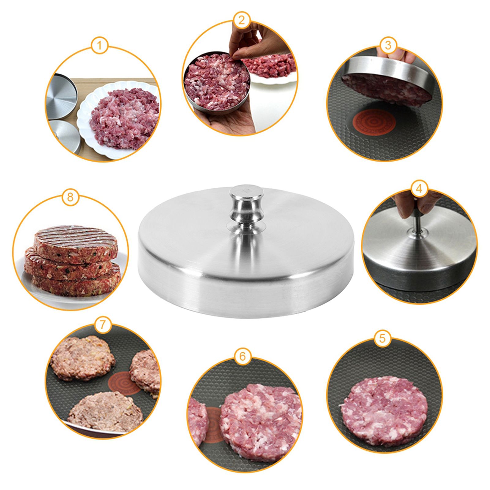 Stainless Steel Heavy Duty Stuffed Hamburger Meat Beef Press Mould Patty Maker view 11