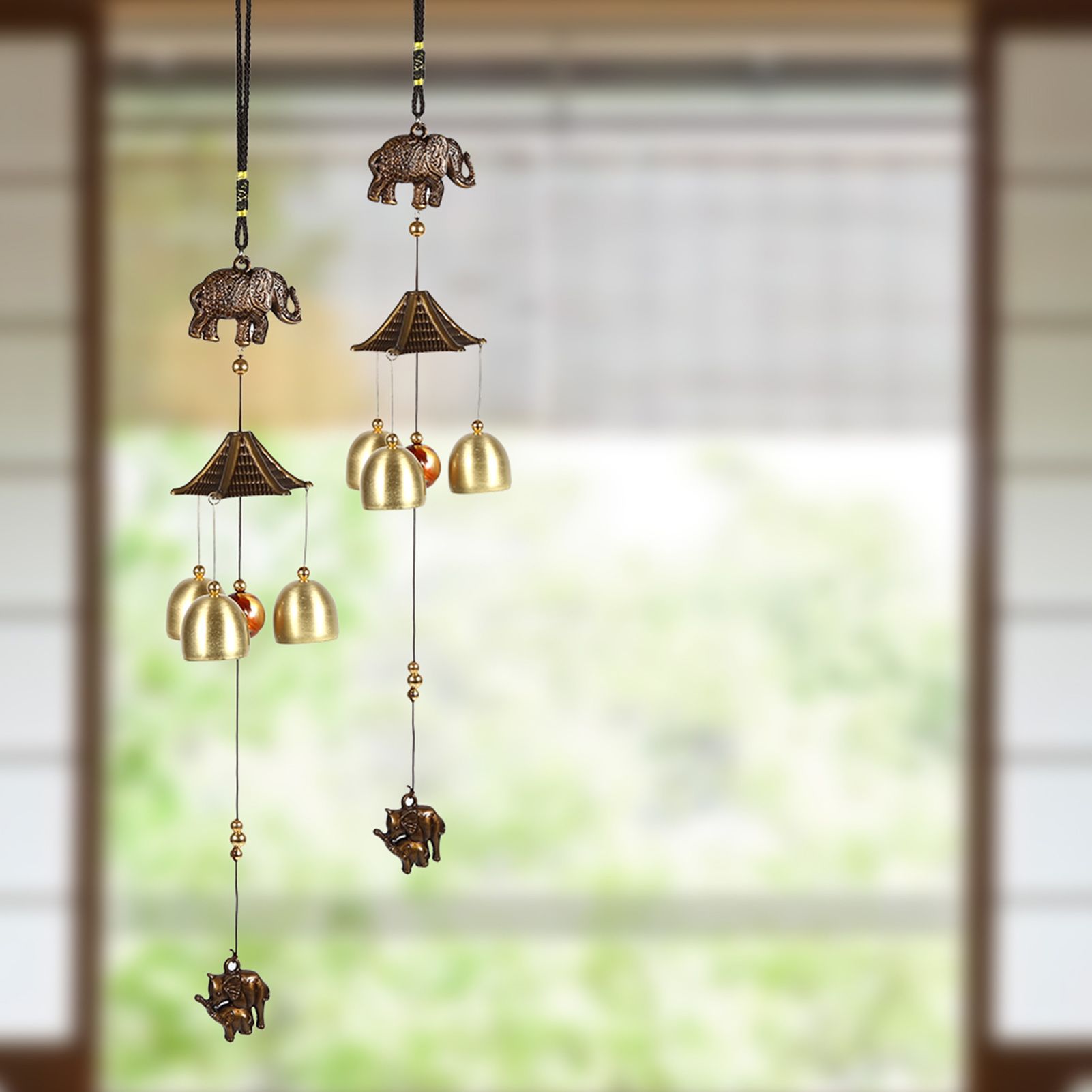 Antique Metal Elephant Windchime Church Bells Wind Chimes Door Hanging Decoration view 3