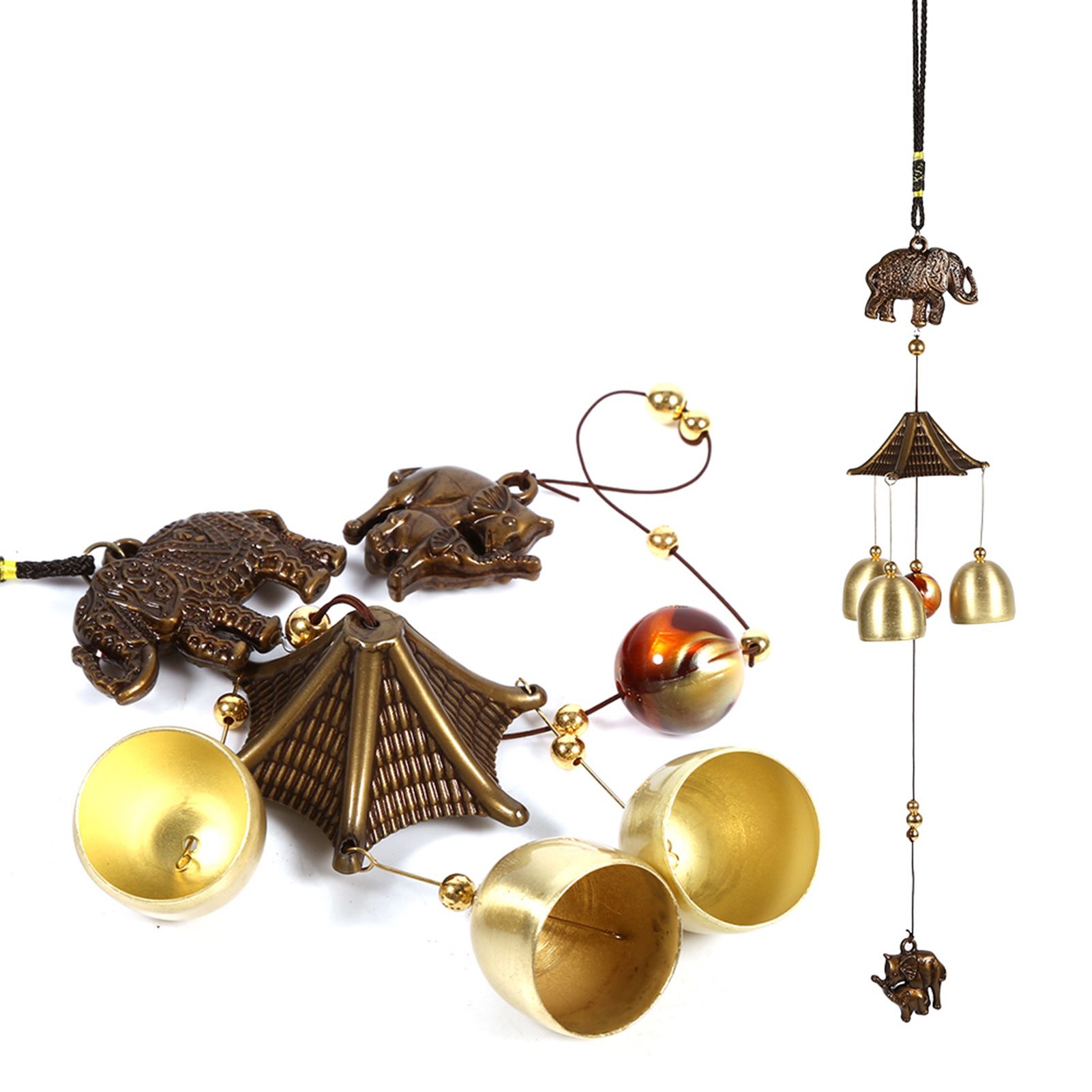 Antique Metal Elephant Windchime Church Bells Wind Chimes Door Hanging Decoration view 6