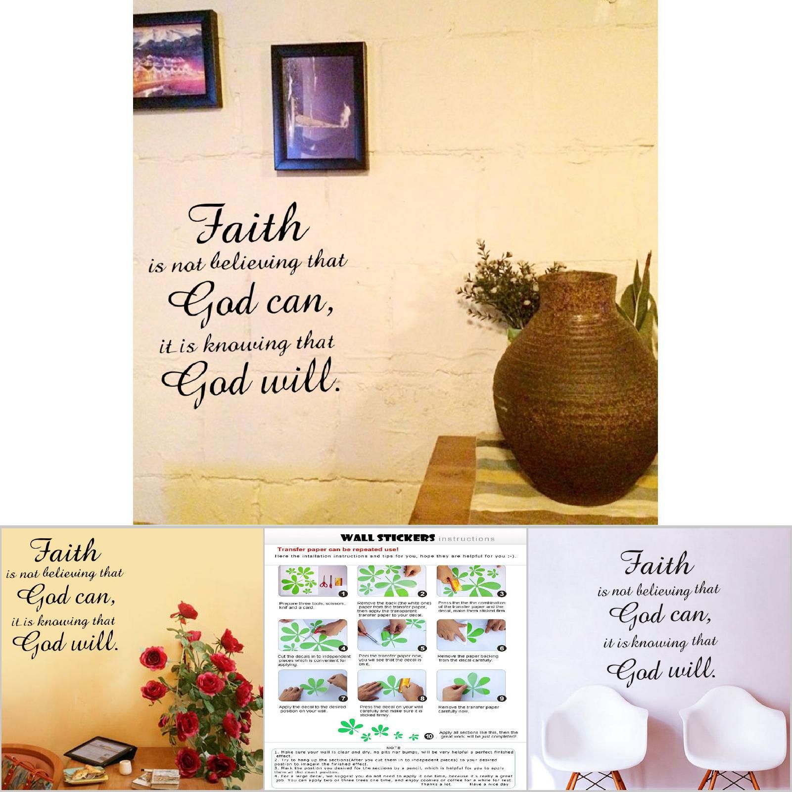 Black PVC Wall Sticker Faith God Quote Vinyl Art Decal Home Study Room view 8
