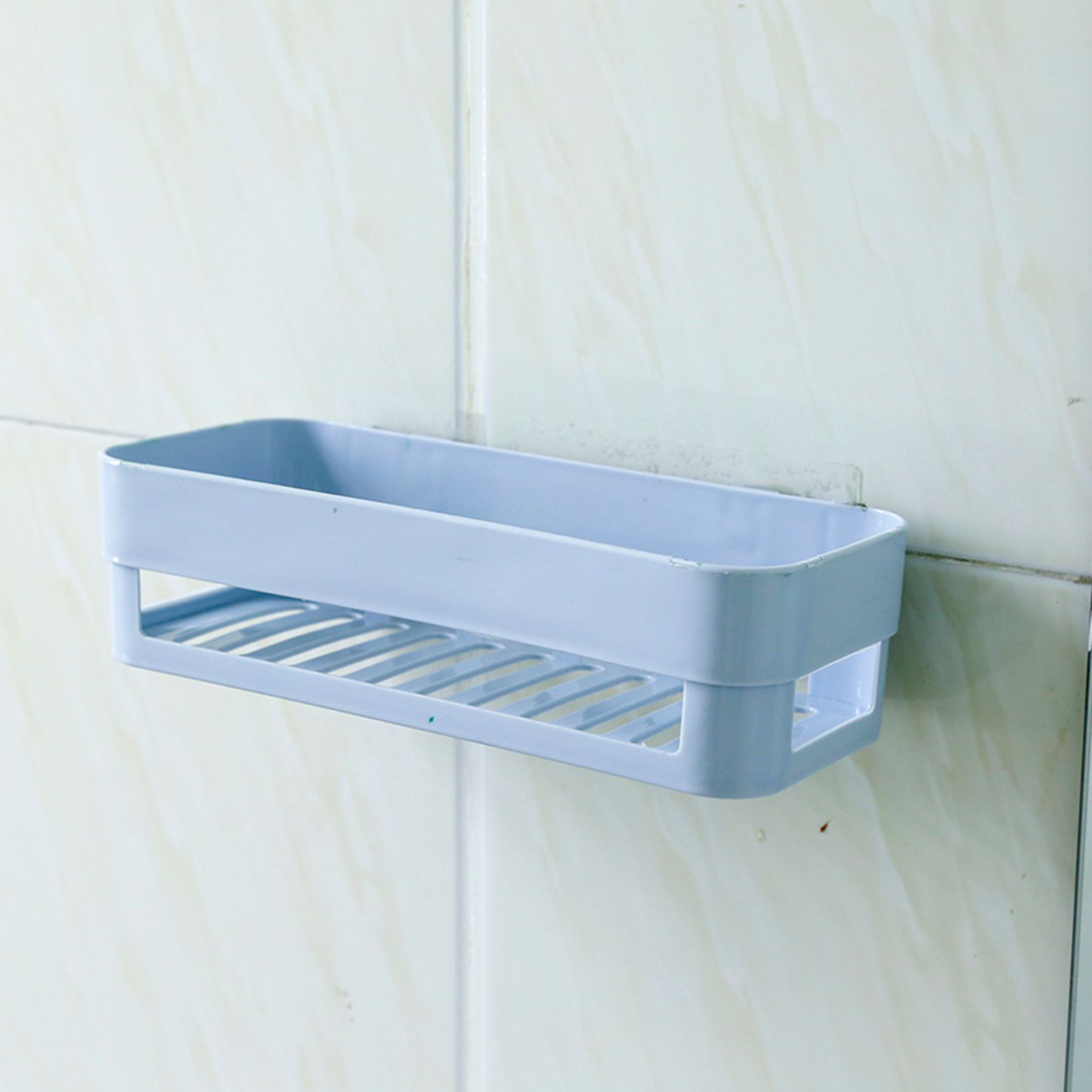 1Pc New Stick Type Bathroom Kitchen Corner Wall Storage Rack Organizer Shower view 2