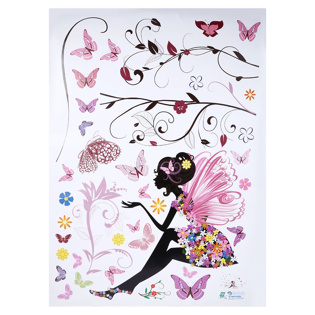 PVC Wall Sticker Fairy Flower Butterfly Vinyl Art Decal Girl Bedroom Home