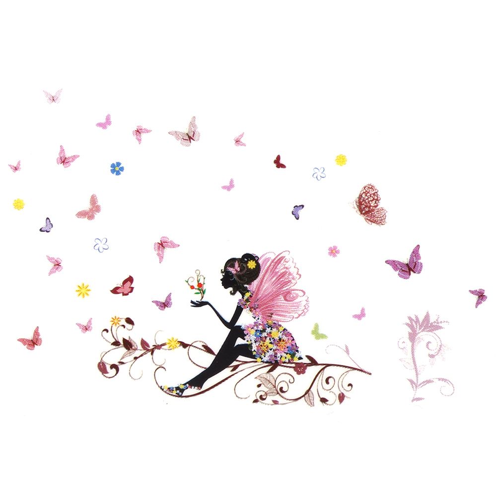 PVC Wall Sticker Fairy Flower Butterfly Vinyl Art Decal Girl Bedroom Home view 2