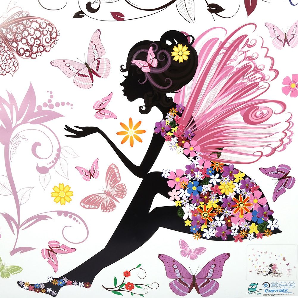 PVC Wall Sticker Fairy Flower Butterfly Vinyl Art Decal Girl Bedroom Home view 3