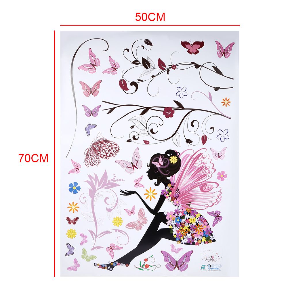 PVC Wall Sticker Fairy Flower Butterfly Vinyl Art Decal Girl Bedroom Home view 4