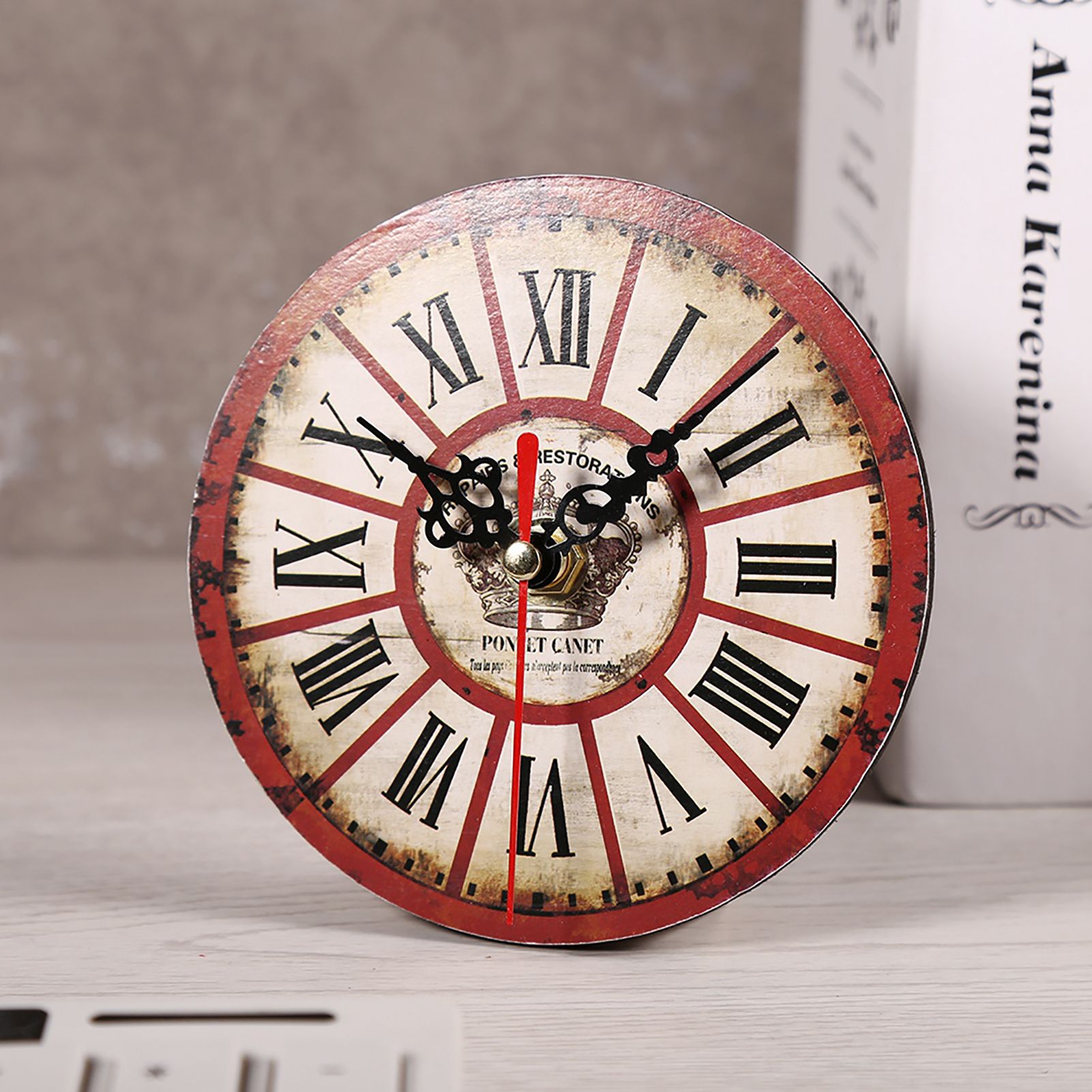 1Pc Artistic Creative European Style Round Antique MDF Home Office Wall Clock view 2