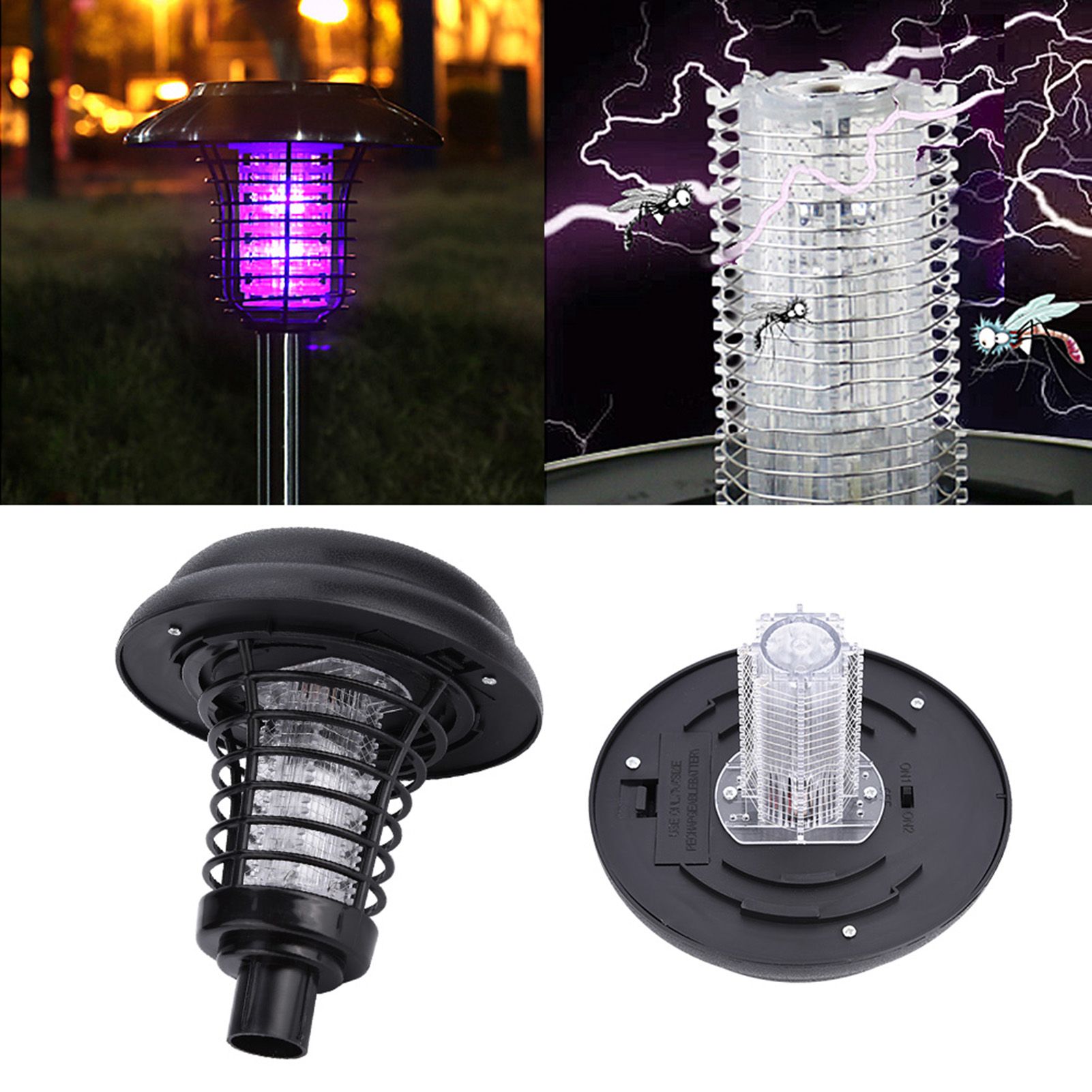 Solar Power Insect Trap Electronic Mosquito Bugs Killer LED Light Outdoor view 10