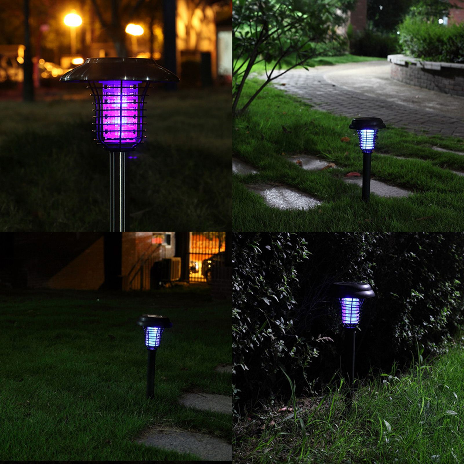 Solar Power Insect Trap Electronic Mosquito Bugs Killer LED Light Outdoor view 11