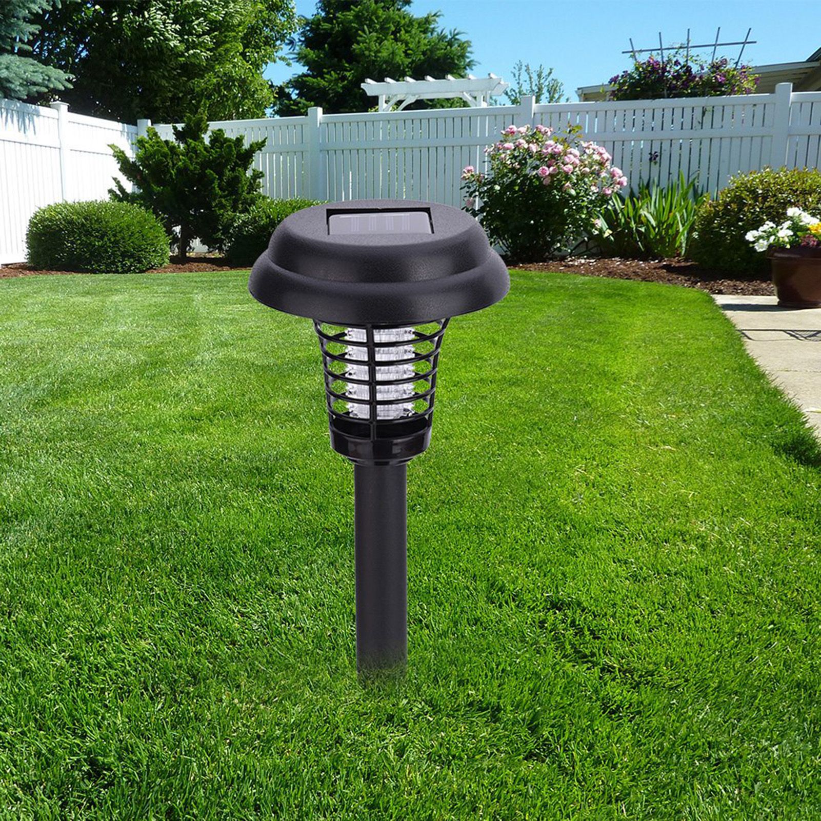 Solar Power Insect Trap Electronic Mosquito Bugs Killer LED Light Outdoor view 15