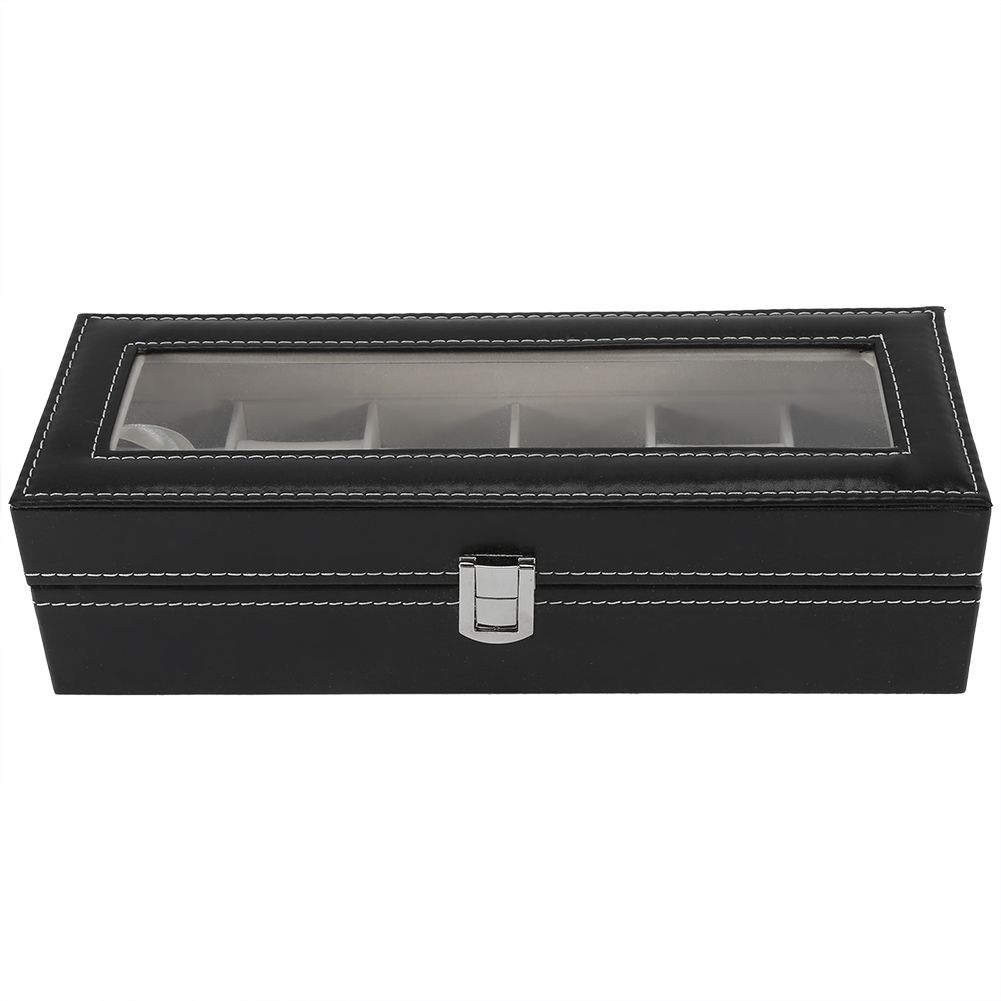 1Pc High Grade 6 Slots PU Leather Box Case For Watch Jewellery Display Storage view 3