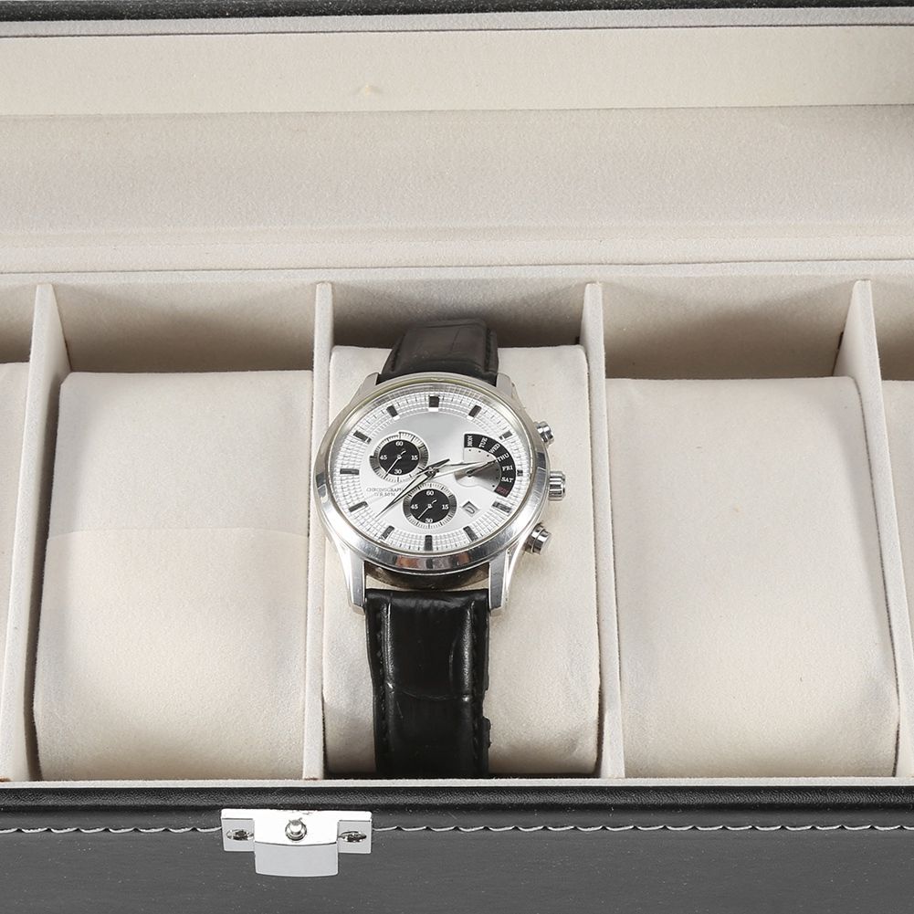 1Pc High Grade 6 Slots PU Leather Box Case For Watch Jewellery Display Storage view 9