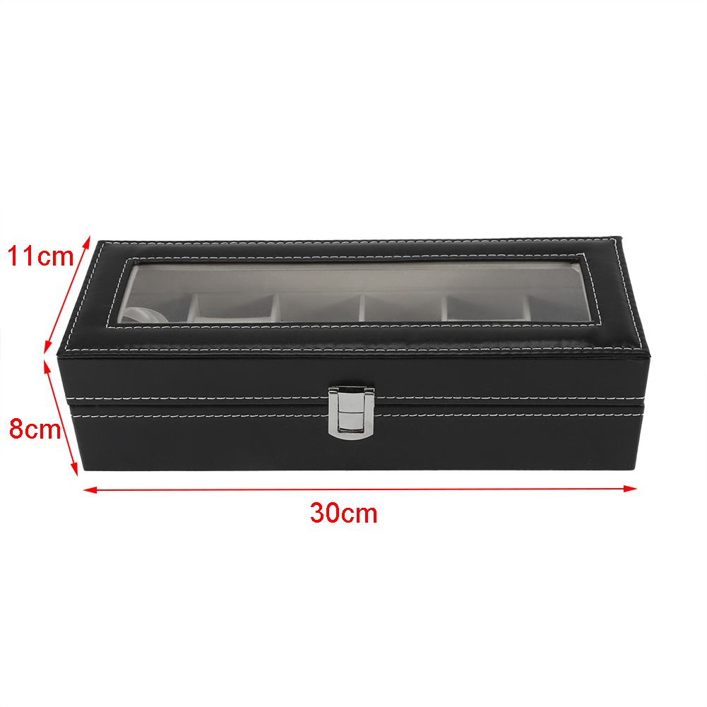 1Pc High Grade 6 Slots PU Leather Box Case For Watch Jewellery Display Storage view 10