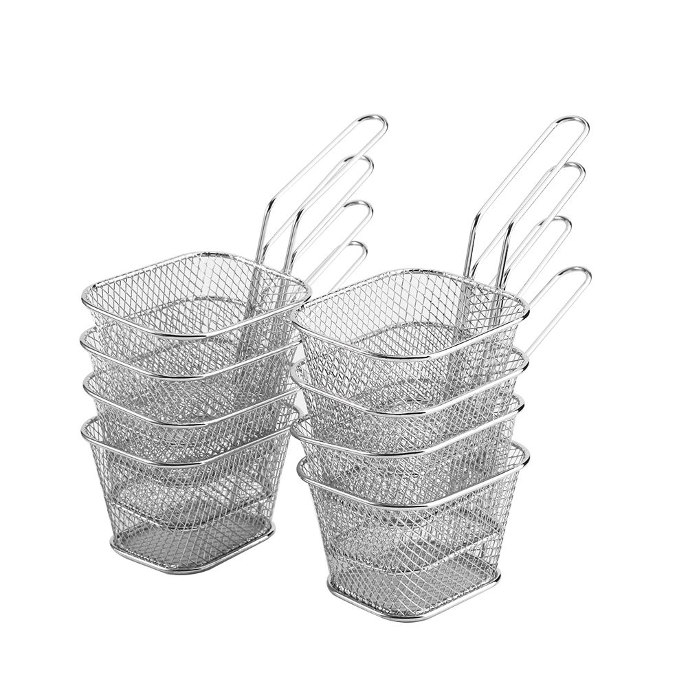 8Pcs Mini Stainless Steel Chips Deep Fry Baskets Food Presentation Strainer