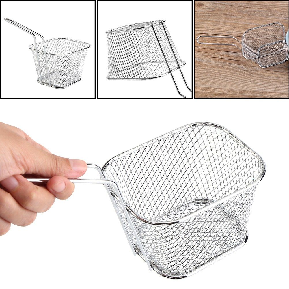 8Pcs Mini Stainless Steel Chips Deep Fry Baskets Food Presentation Strainer view 9