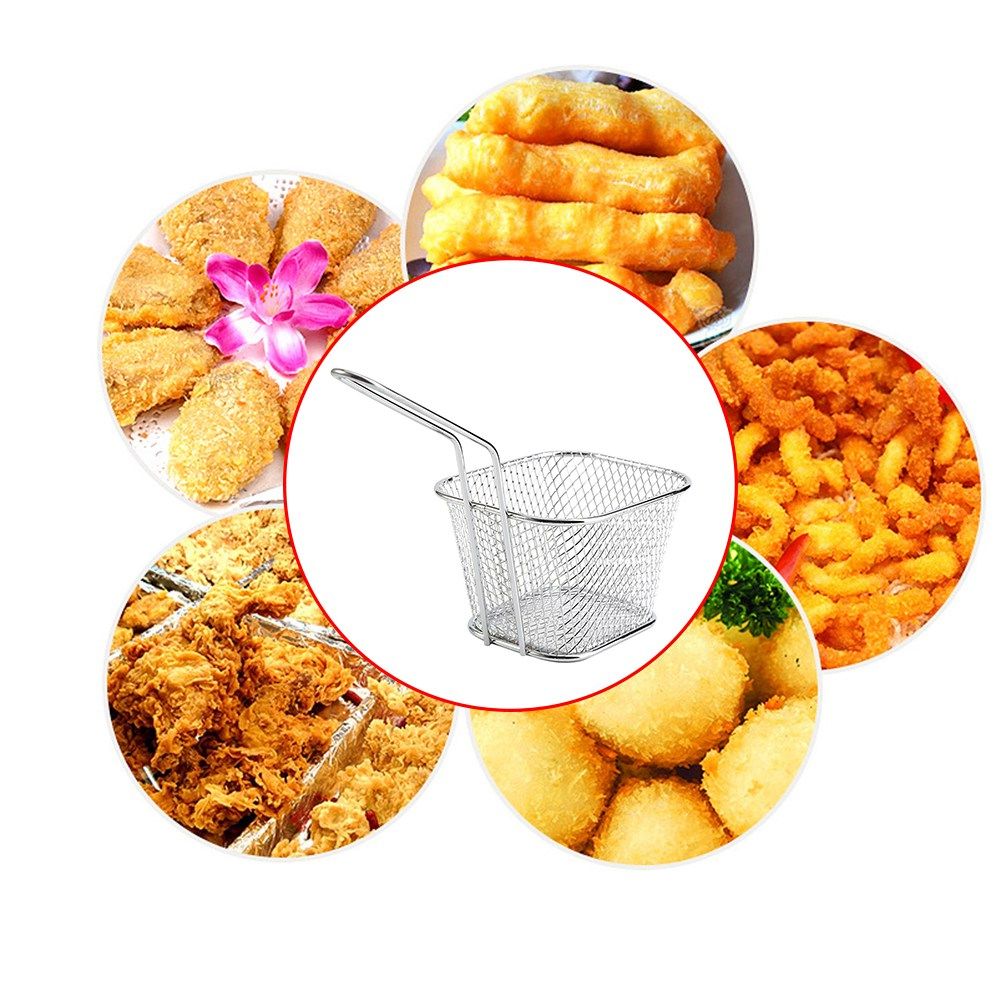 8Pcs Mini Stainless Steel Chips Deep Fry Baskets Food Presentation Strainer view 10