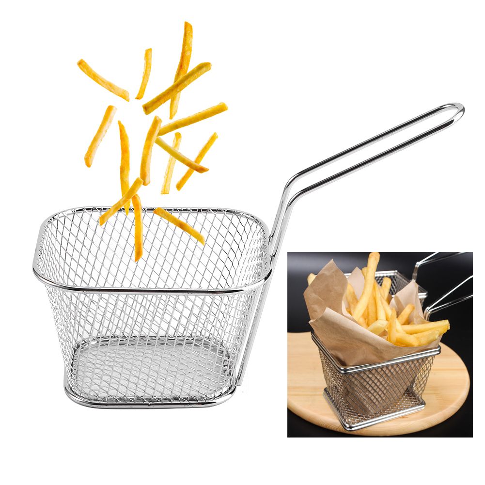8Pcs Mini Stainless Steel Chips Deep Fry Baskets Food Presentation Strainer view 11