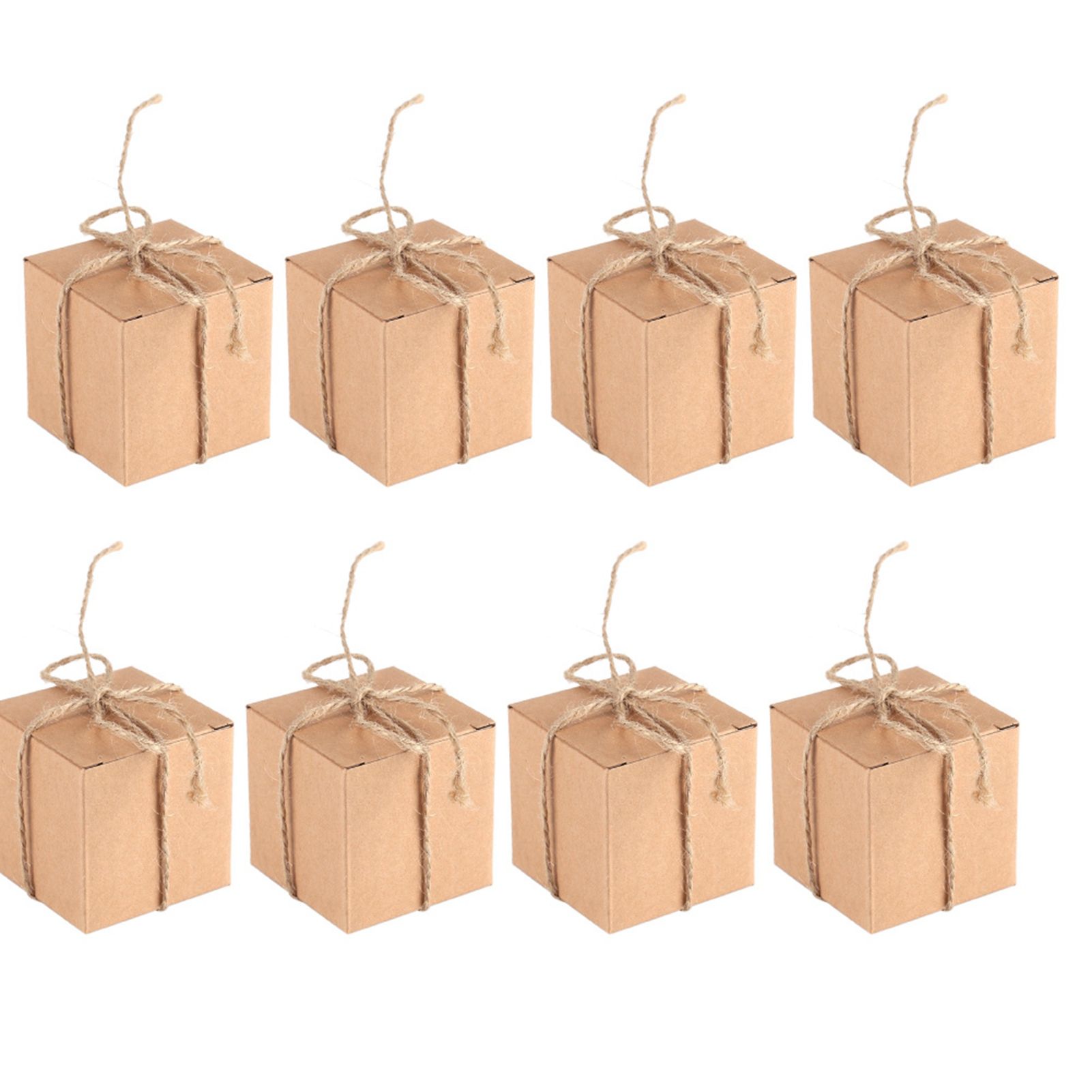 50PCS Brown Kraft Paper Square Wedding Favor Candy Chocolate Gift Party Supply view 2