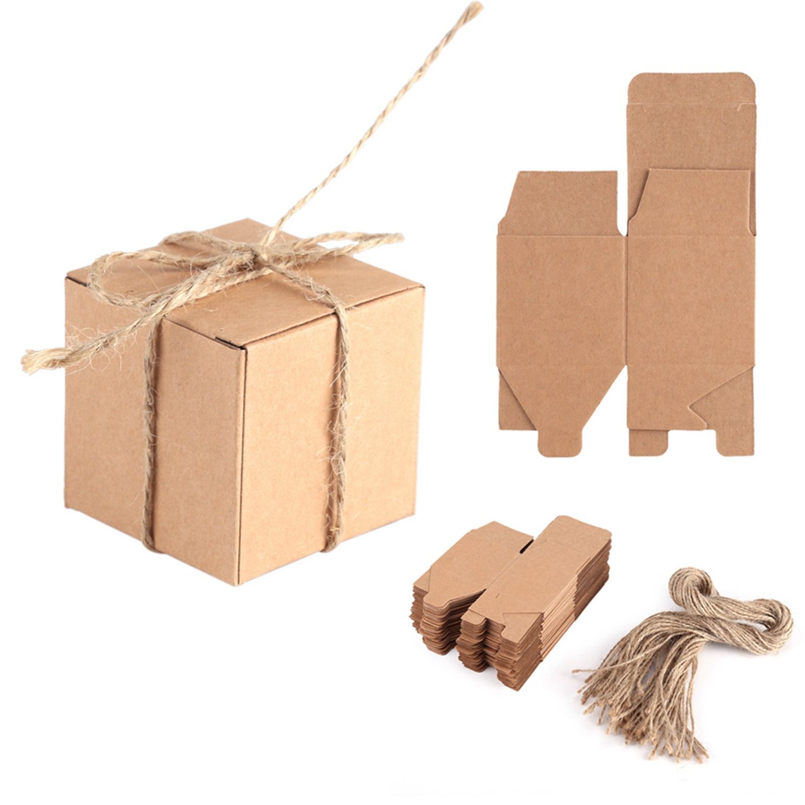 50PCS Brown Kraft Paper Square Wedding Favor Candy Chocolate Gift Party Supply view 10
