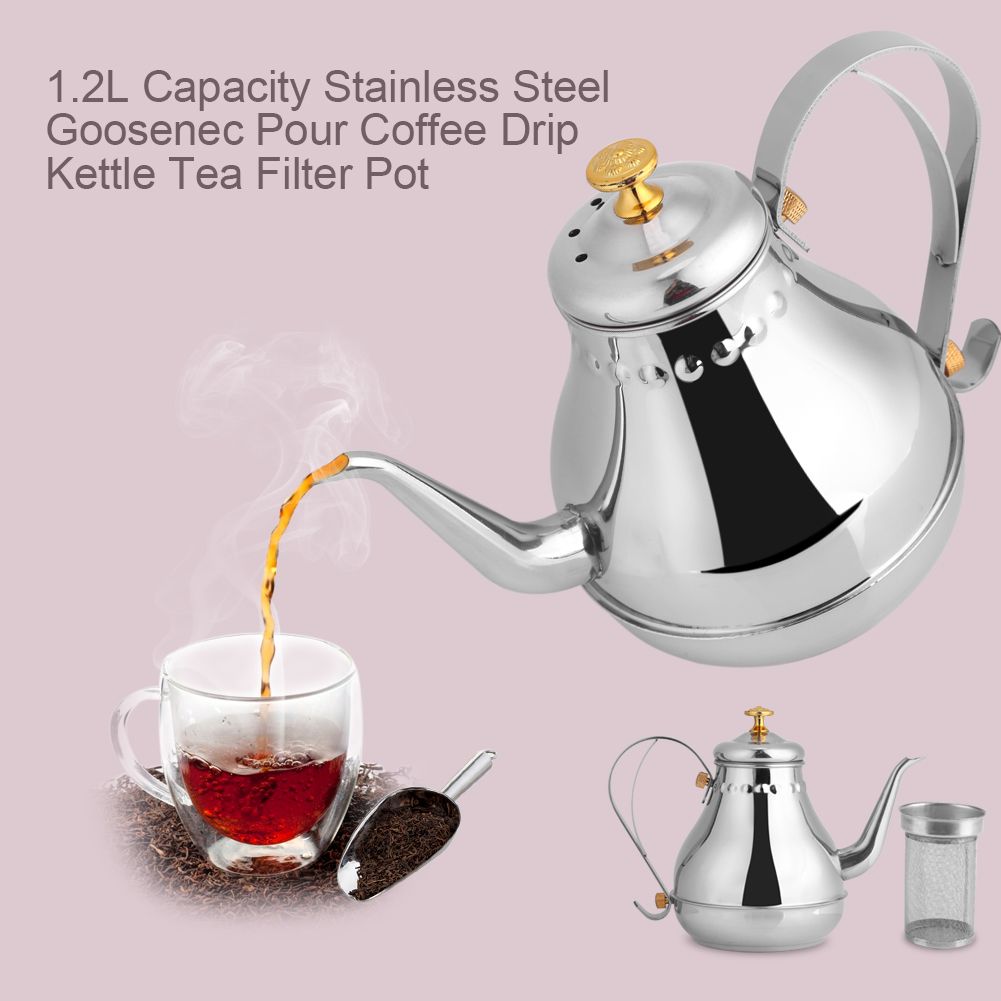 1.2L Stainless Steel Gooseneck Pour Coffee Drip Kettle Tea Filter Pot Indoor view 5