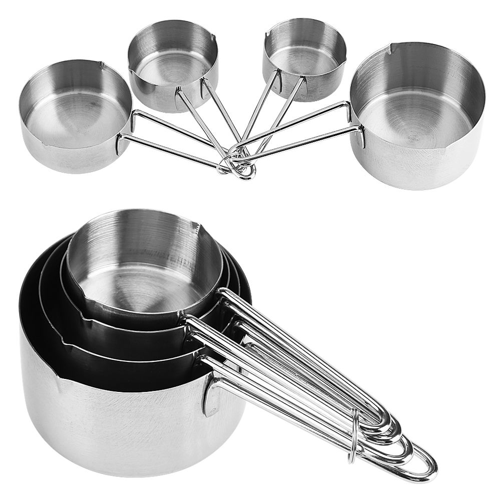 8pcs set Stainless Steel Measuring Cups&Spoons Kit Sugar Coffee Milk Kitchen view 8