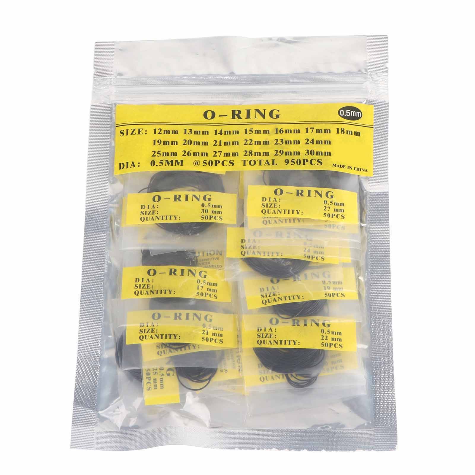 950pcs Set 12mm30mm Universal Rubber O Ring Watch Back Cover Seal Gaskets (0.5mm) — image 1