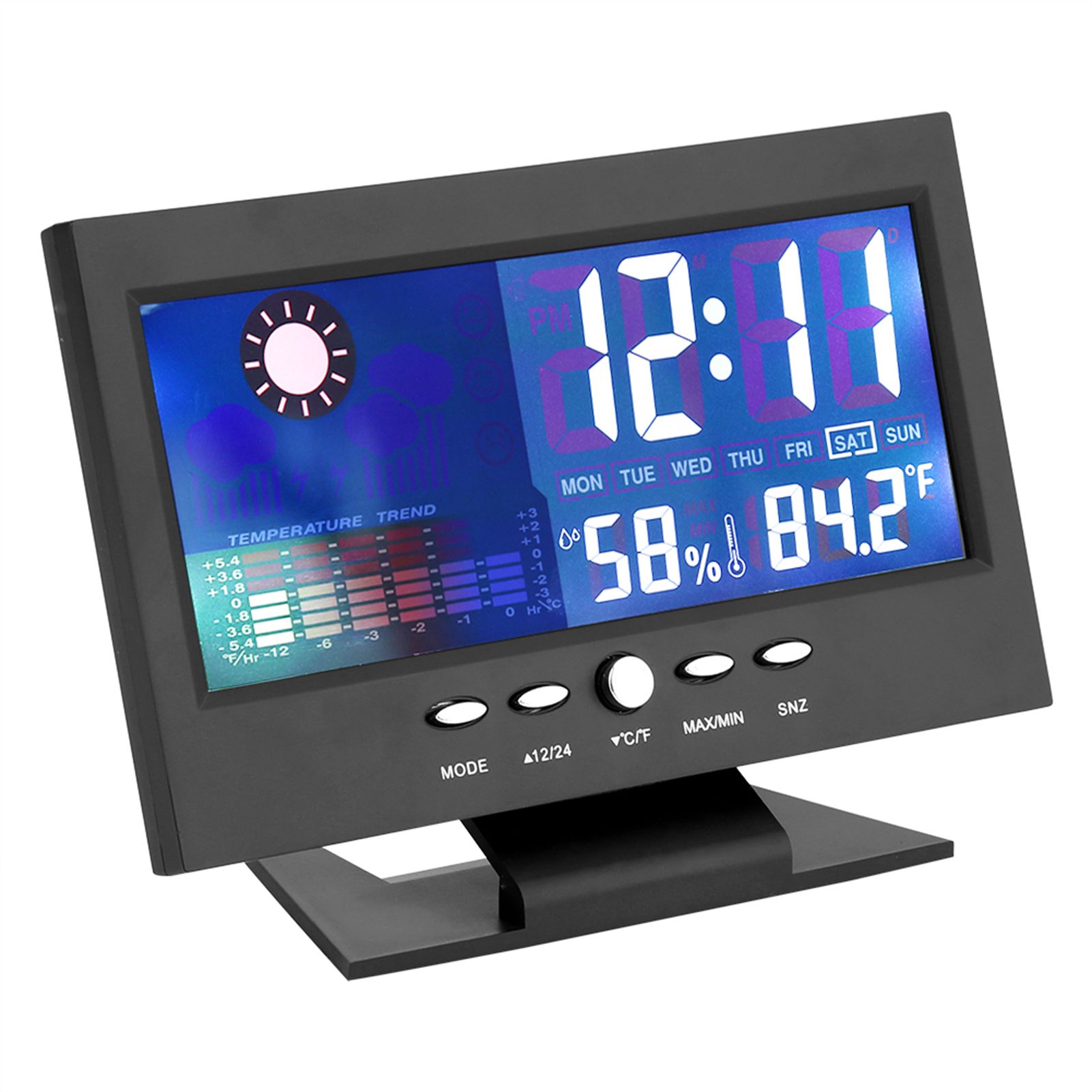 Digital Temperature Humidity Meter Clock Alarm Comfort Level Weather Forecasts view 2