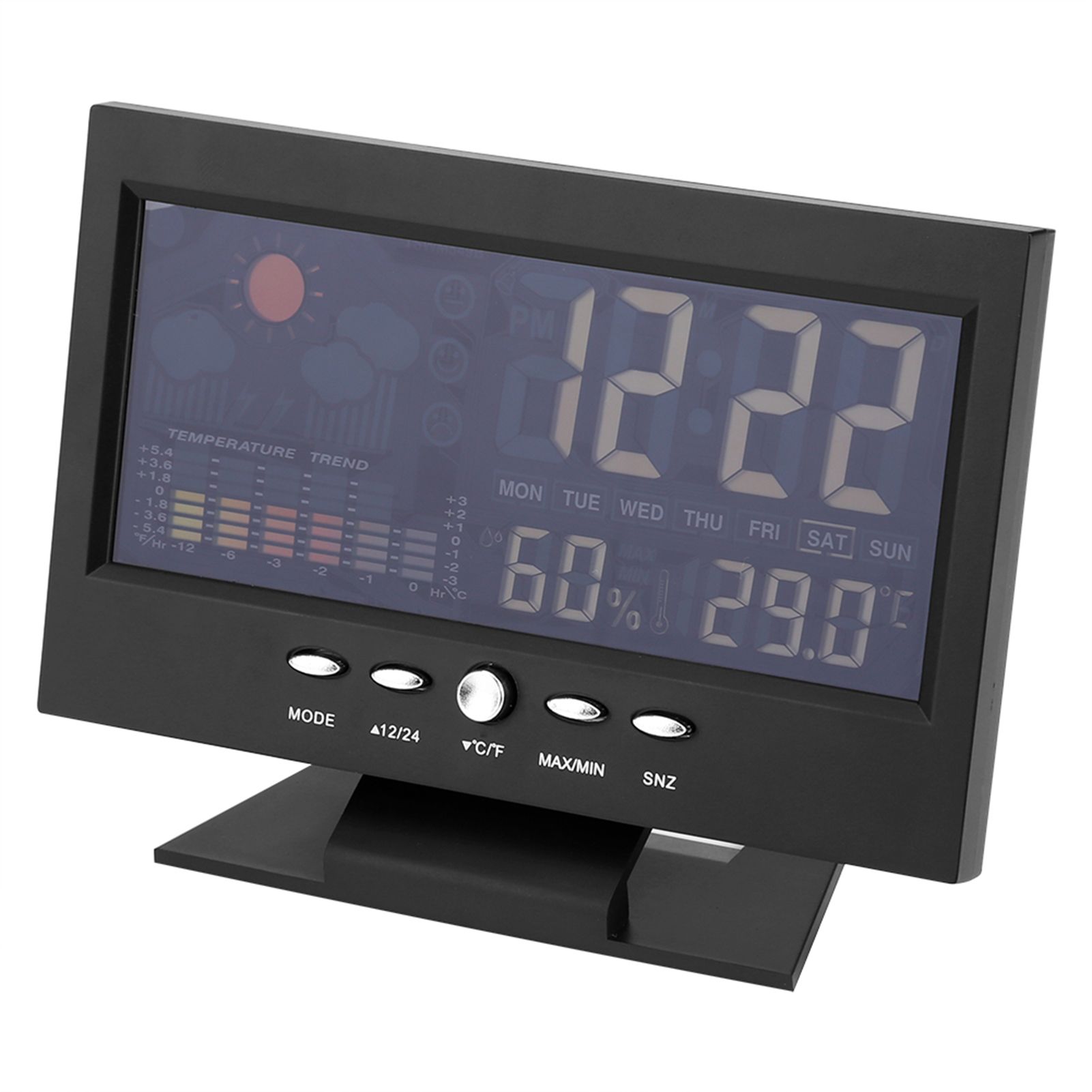 Digital Temperature Humidity Meter Clock Alarm Comfort Level Weather Forecasts view 3