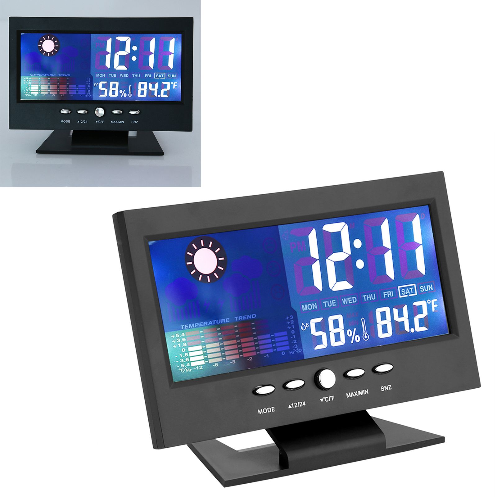 Digital Temperature Humidity Meter Clock Alarm Comfort Level Weather Forecasts view 6