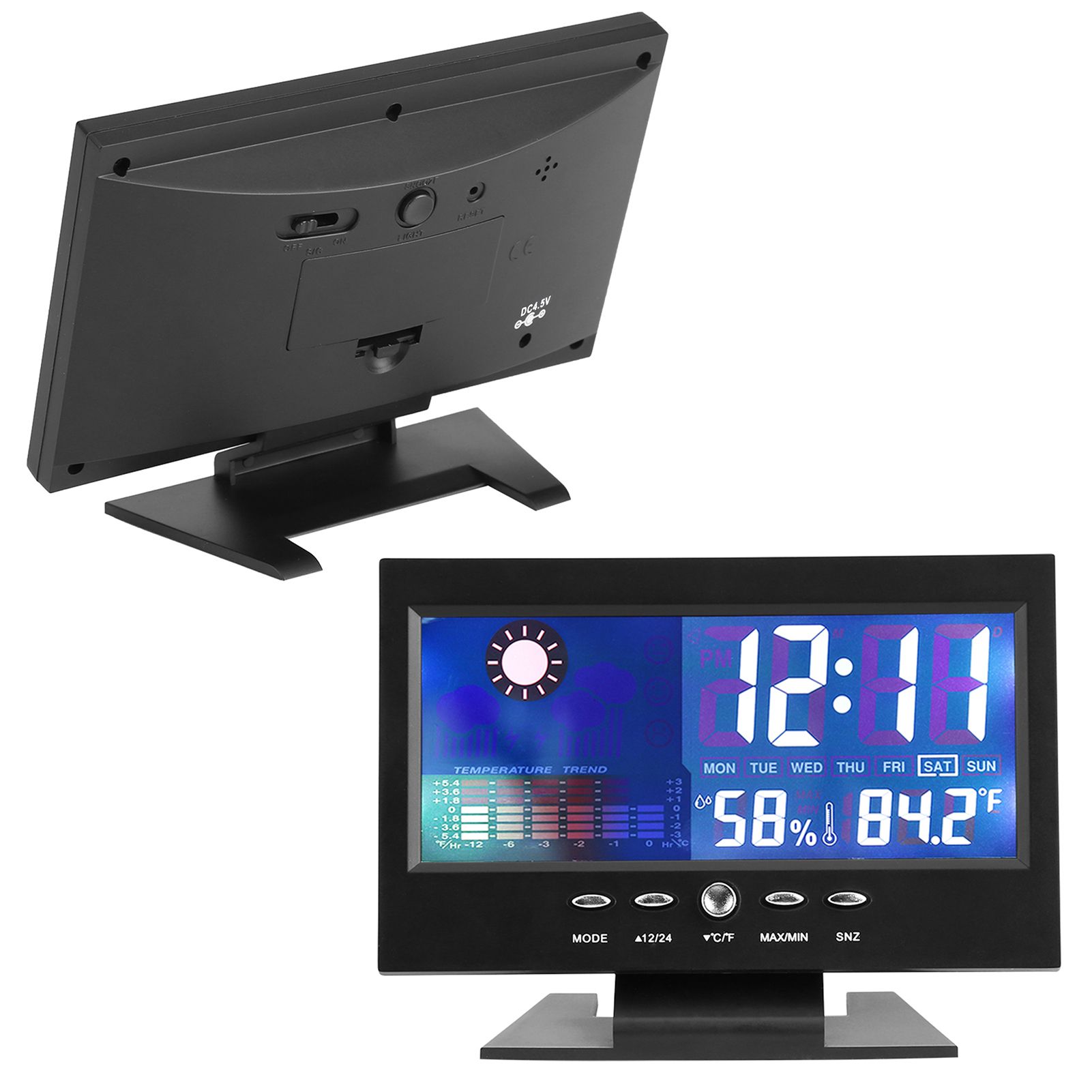 Digital Temperature Humidity Meter Clock Alarm Comfort Level Weather Forecasts view 7
