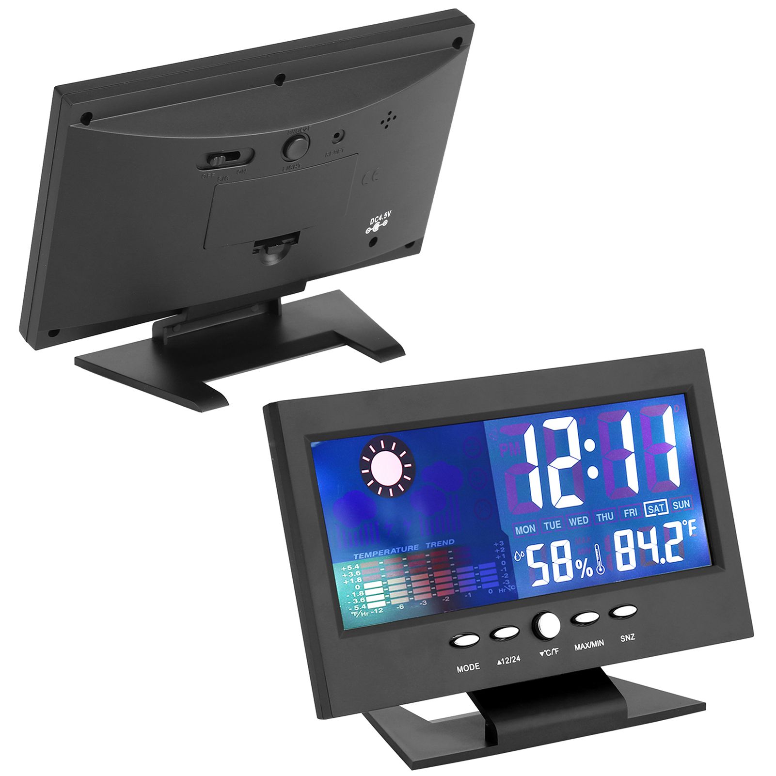 Digital Temperature Humidity Meter Clock Alarm Comfort Level Weather Forecasts view 8