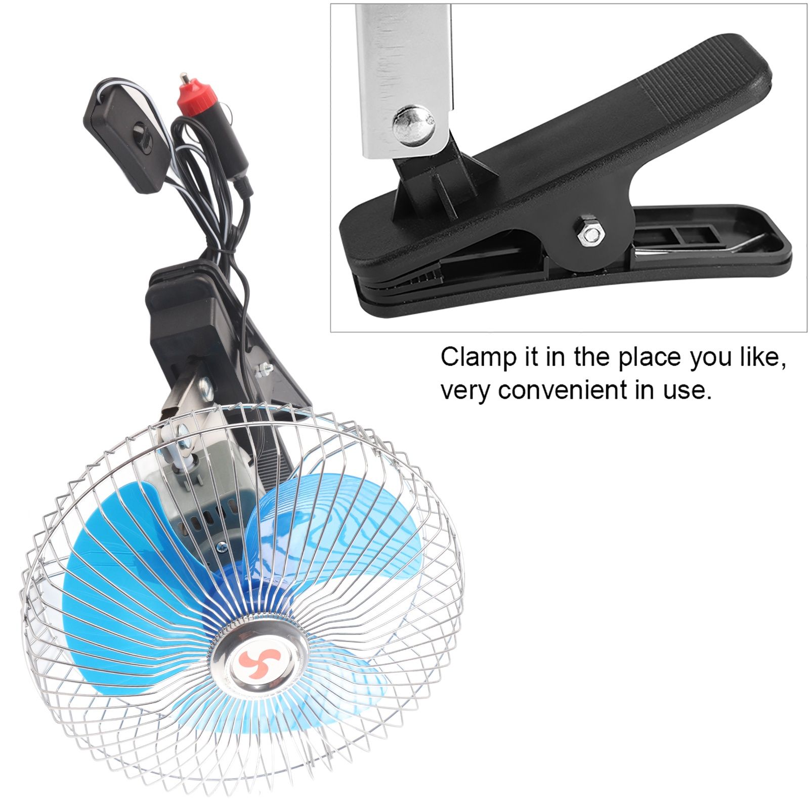 12V 25W Mini Portable Auto Vehicle Clip On Cooling Oscillating Fan for Car view 13