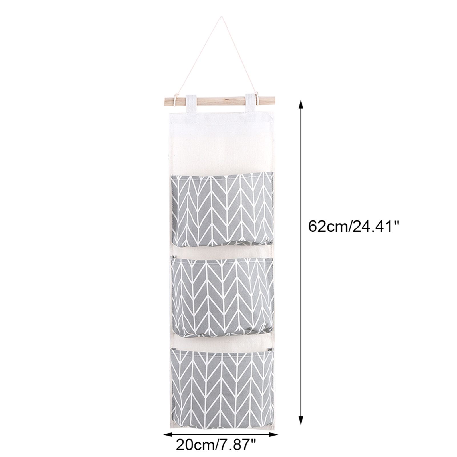 3 Pockets Cotton Linen Wall Hanging Storage Bag Door Pouch Bedroom Home Office view 8
