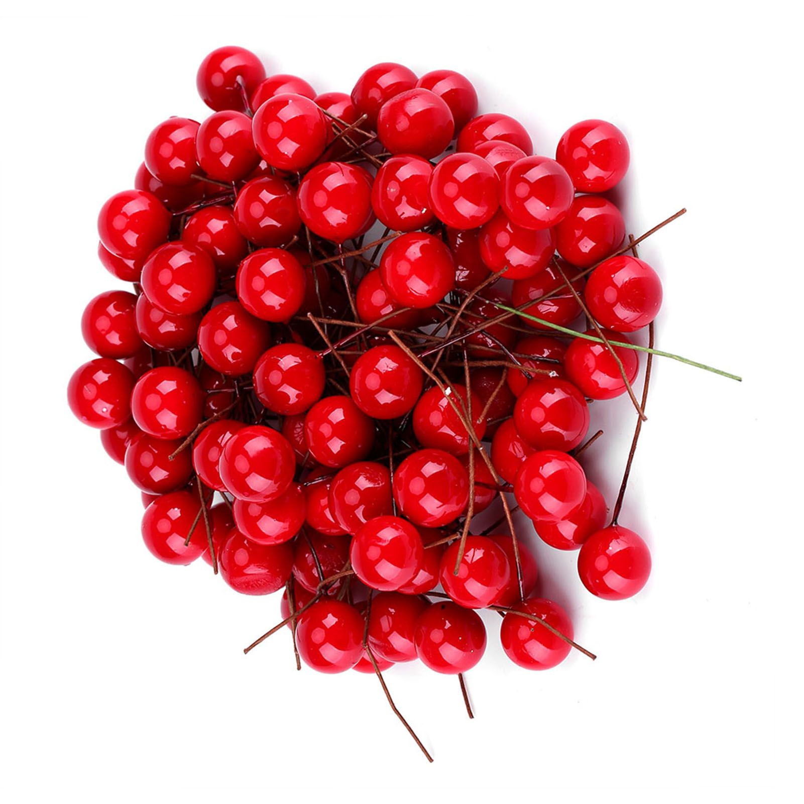 100pcs Artificial Red Holly Berry Christmas Home Decoration Hanging Ornaments view 2