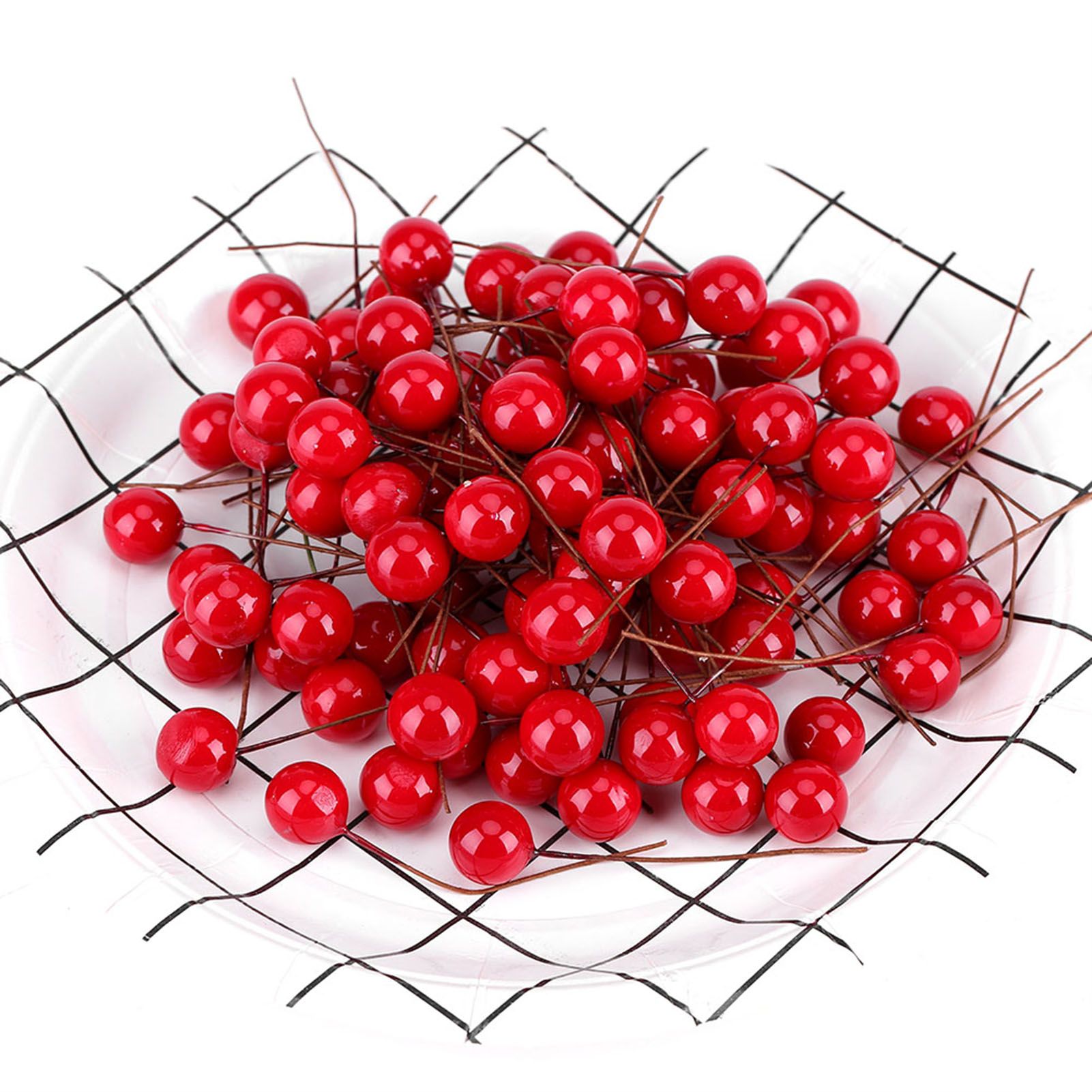 100pcs Artificial Red Holly Berry Christmas Home Decoration Hanging Ornaments view 11