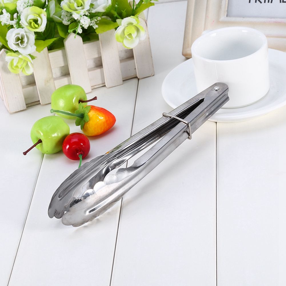 9" Stainless Steel BBQ Clip Buffet Food Tongs Bread Steak Kitchen Serving view 4