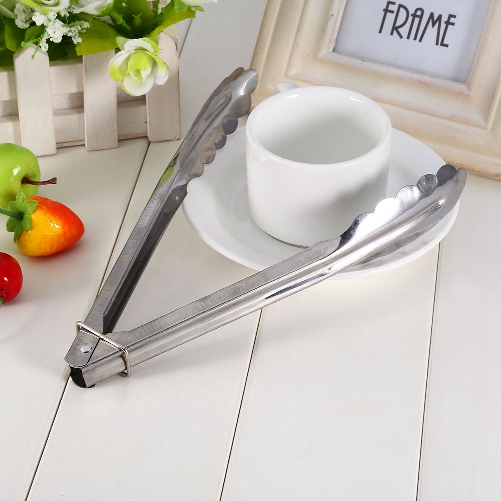 9" Stainless Steel BBQ Clip Buffet Food Tongs Bread Steak Kitchen Serving view 5