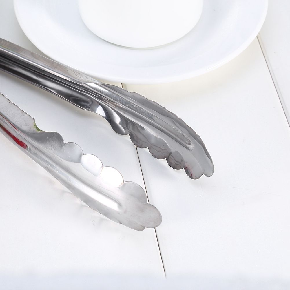 9" Stainless Steel BBQ Clip Buffet Food Tongs Bread Steak Kitchen Serving view 7