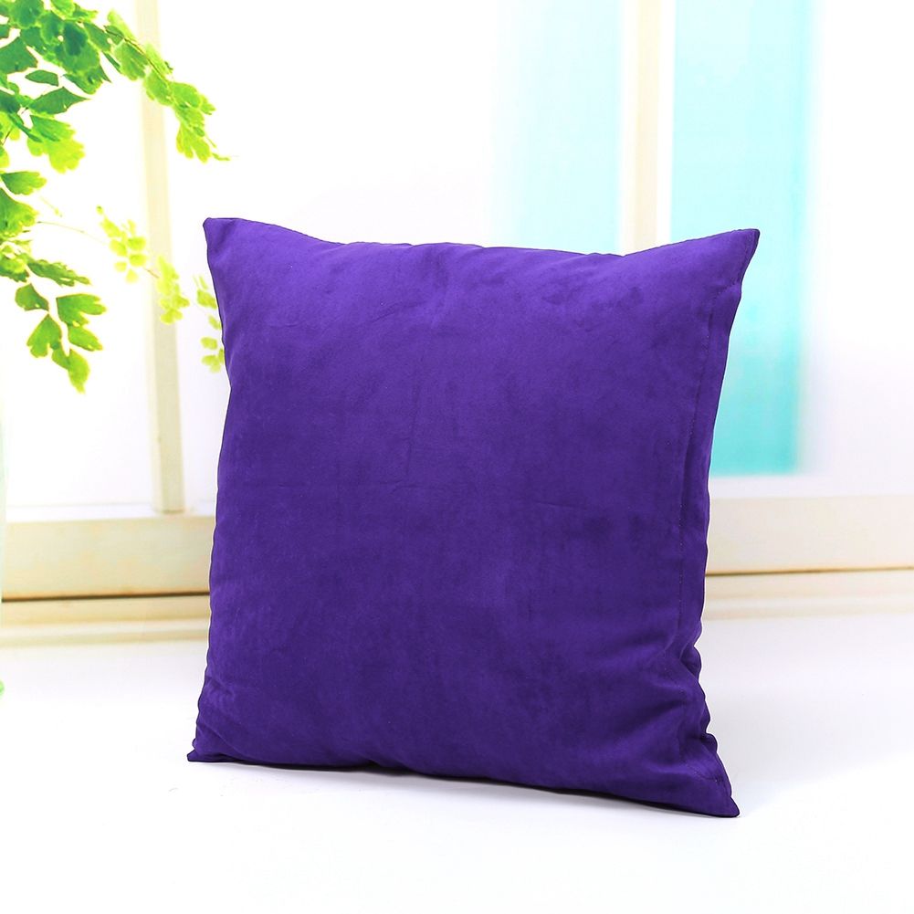 Vintage Linen Cotton Throw Square Pillow Waist Cushion Case Sofa Bed Home (Violet) view 3