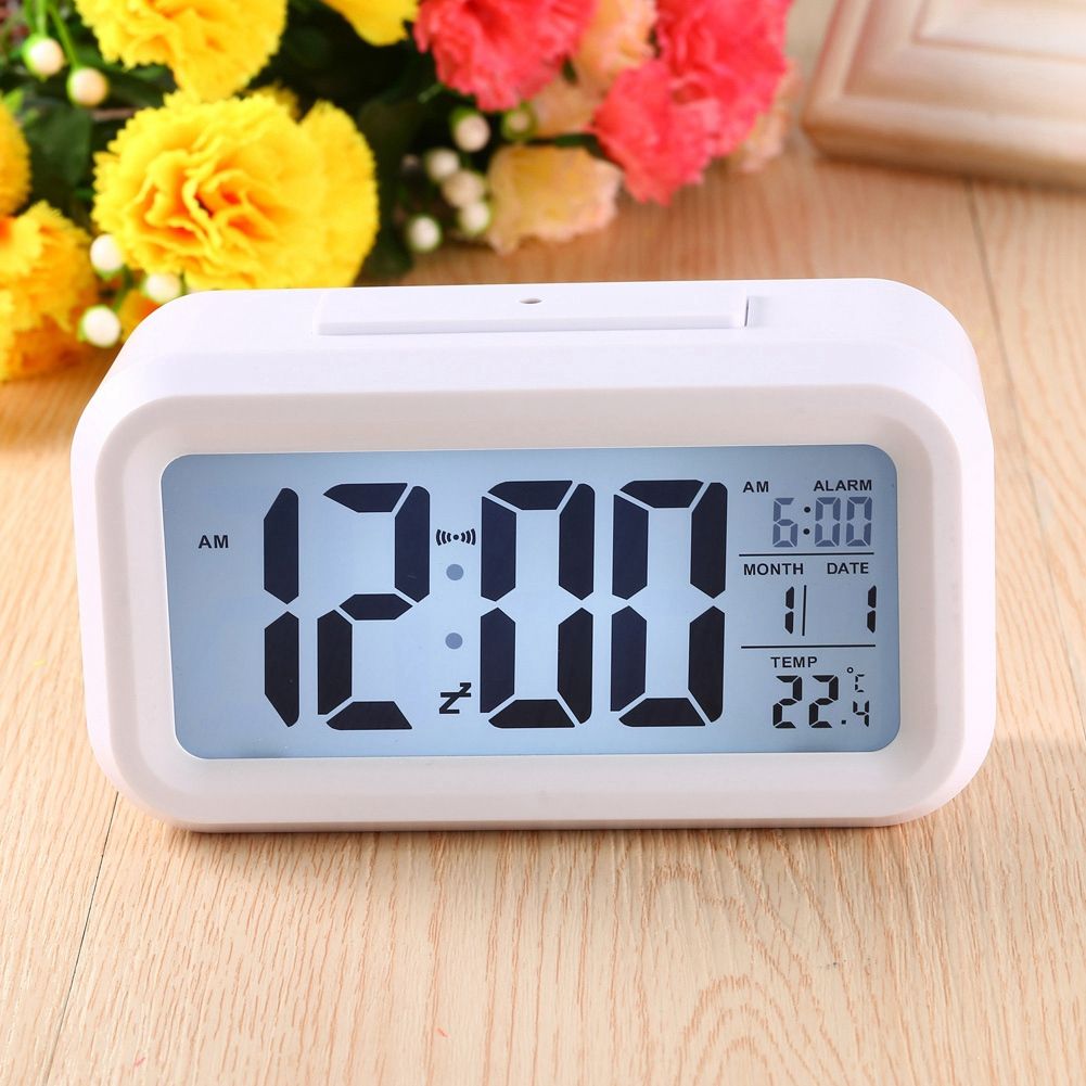 LED Backlight Digital Snooze Desk Alarm Clock Temperature Calendar Display Local view 5