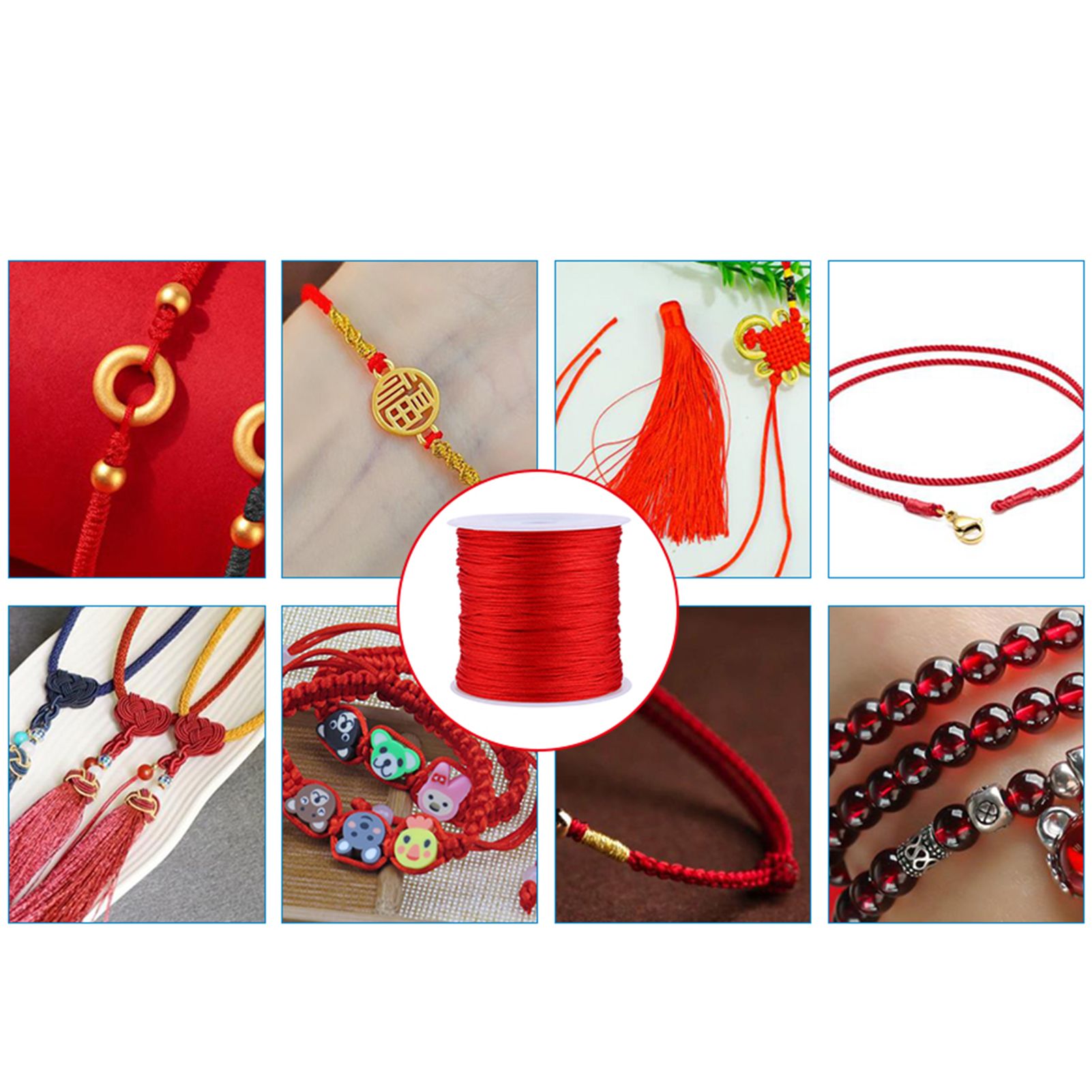 100M x 0.8mm Nylon Chinese Knot Cord Rattail Macrame Shamballa Thread String Red view 12
