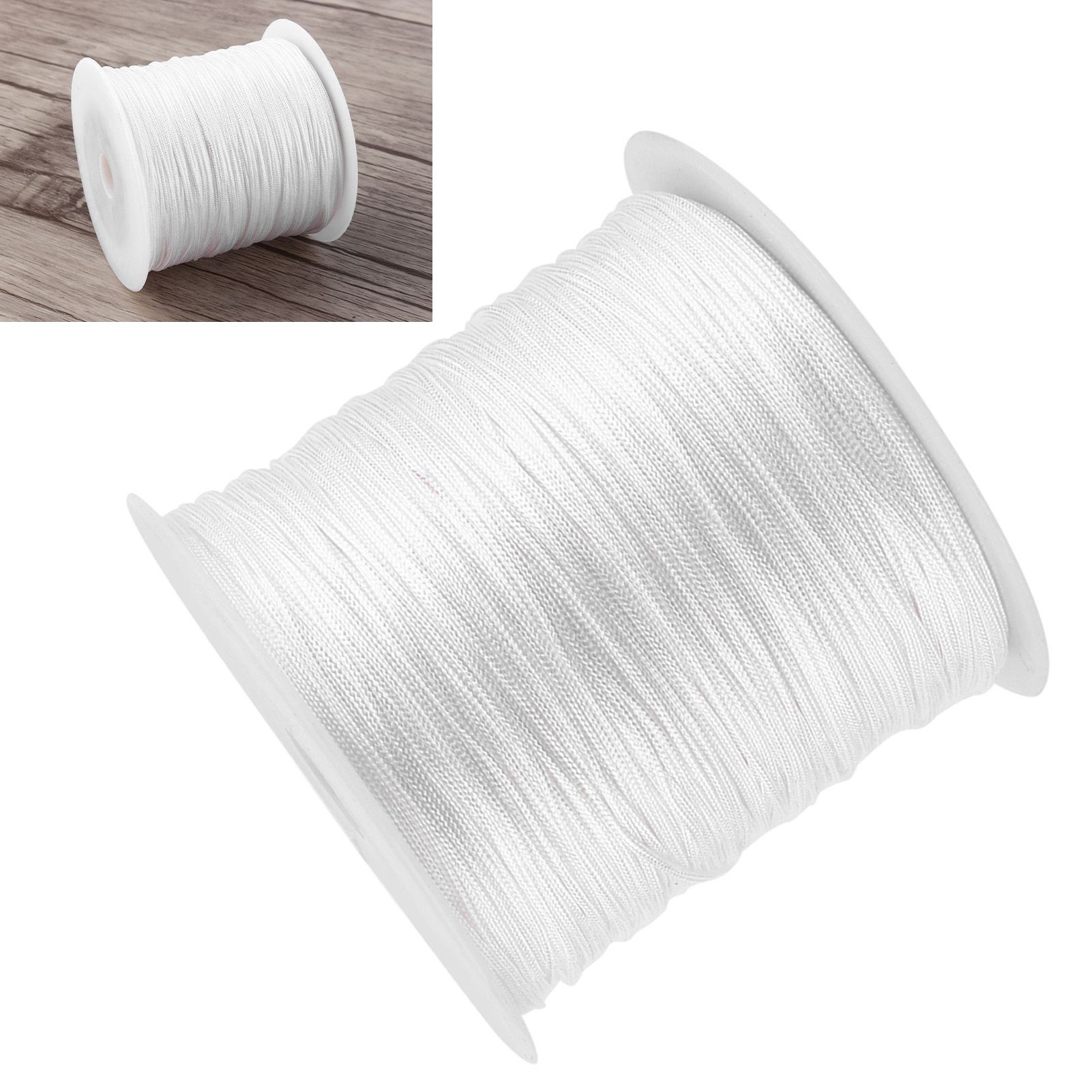 100M x 0.8mm Nylon Chinese Knot Cord Rattail Macrame Shamballa Thread String White view 8
