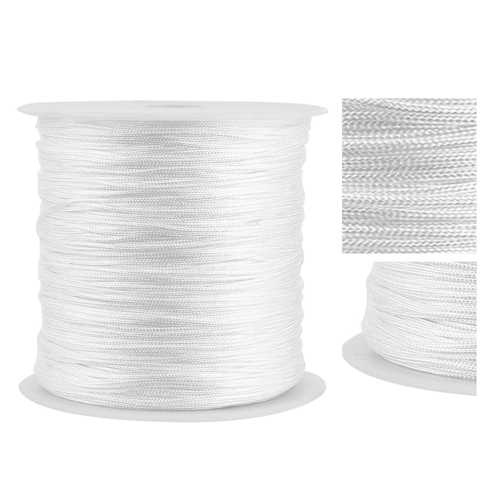 100M x 0.8mm Nylon Chinese Knot Cord Rattail Macrame Shamballa Thread String White view 10