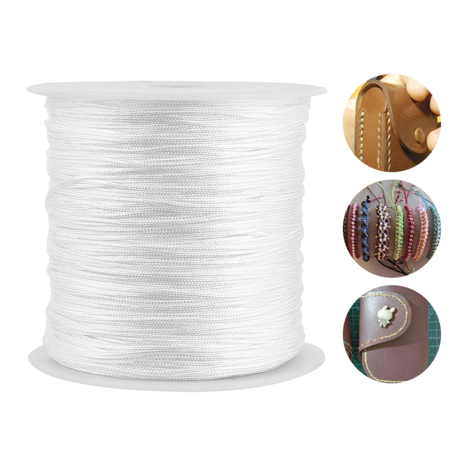 100M x 0.8mm Nylon Chinese Knot Cord Rattail Macrame Shamballa Thread String White view 11