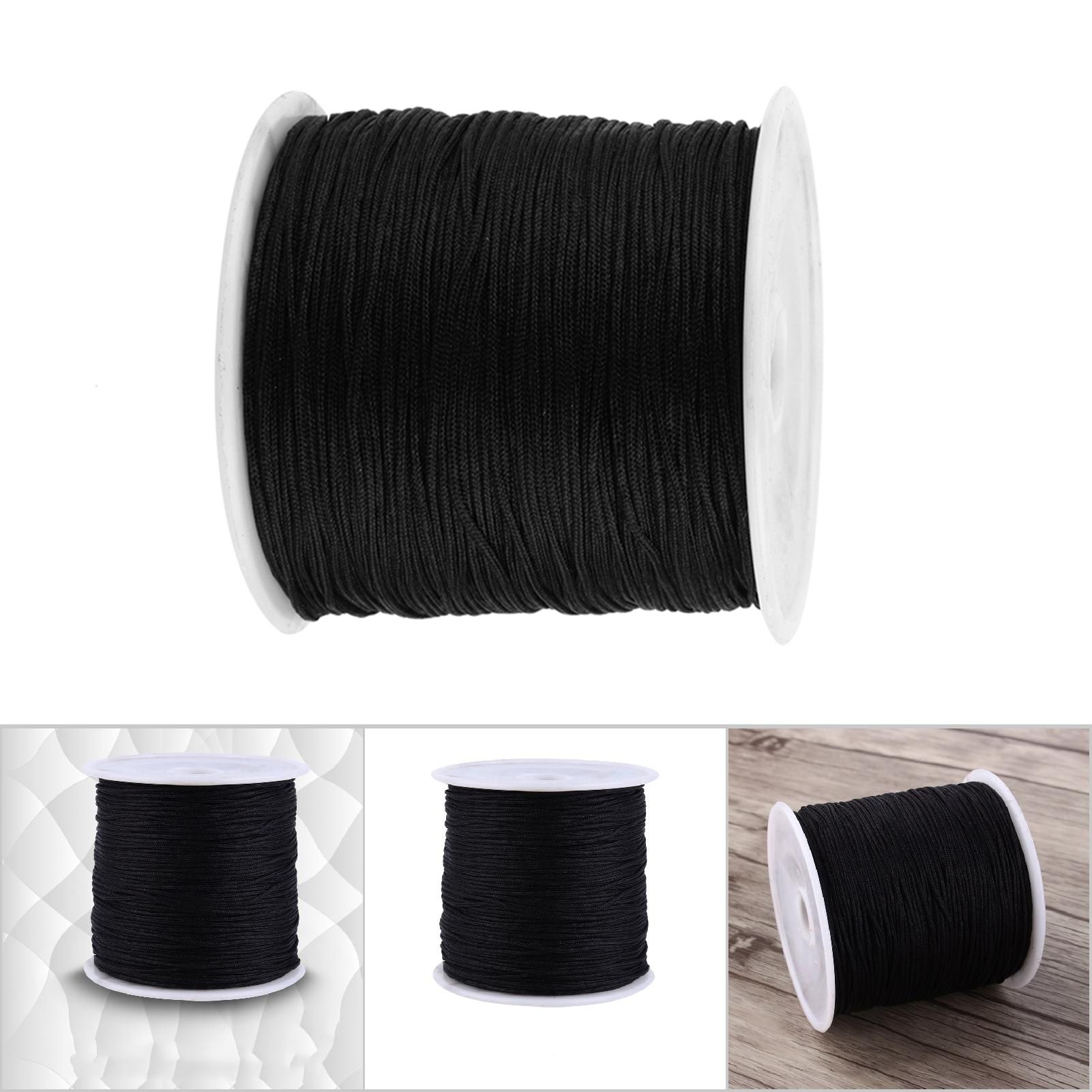 100M x 0.8mm Nylon Chinese Knot Cord Rattail Macrame Shamballa Thread String Black view 8