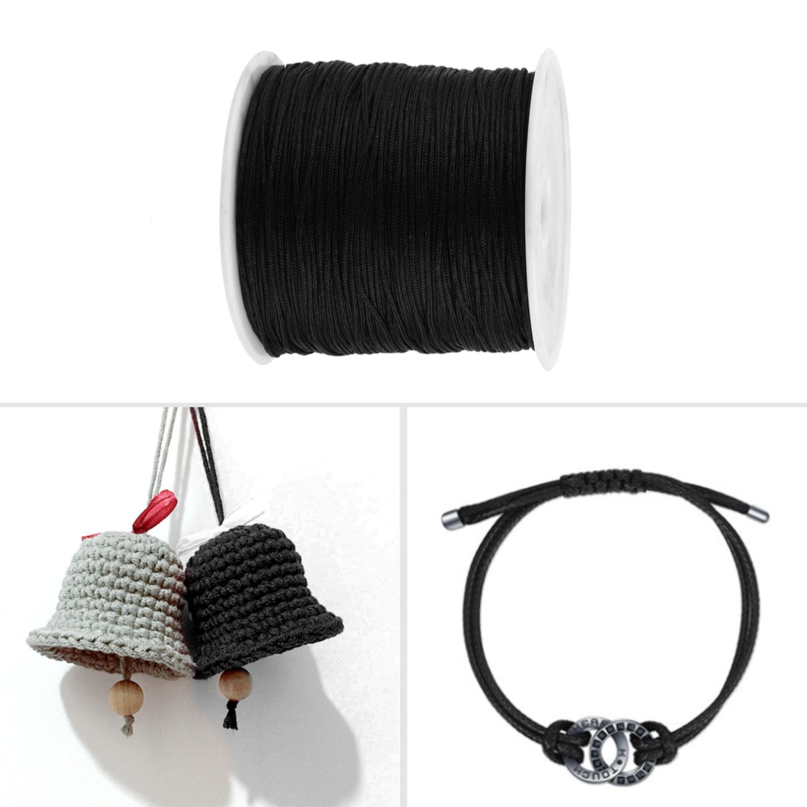 100M x 0.8mm Nylon Chinese Knot Cord Rattail Macrame Shamballa Thread String Black view 11