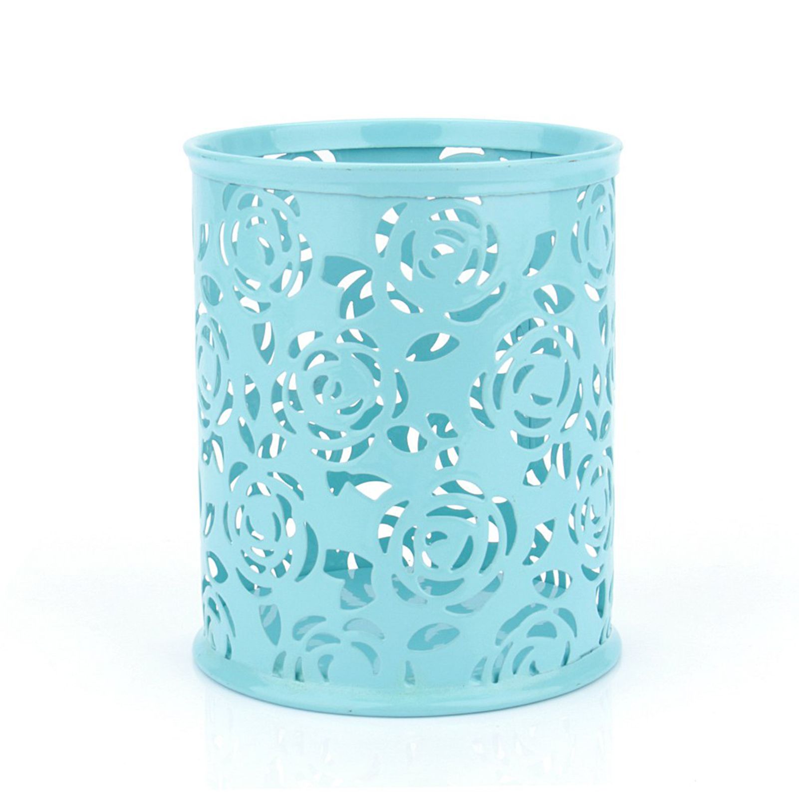 Office Desk Hollow Rose Flower Pattern Pen Pencil Pot Holder Container view 2