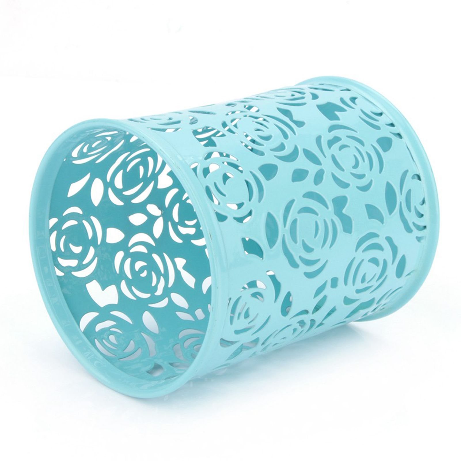 Office Desk Hollow Rose Flower Pattern Pen Pencil Pot Holder Container view 3
