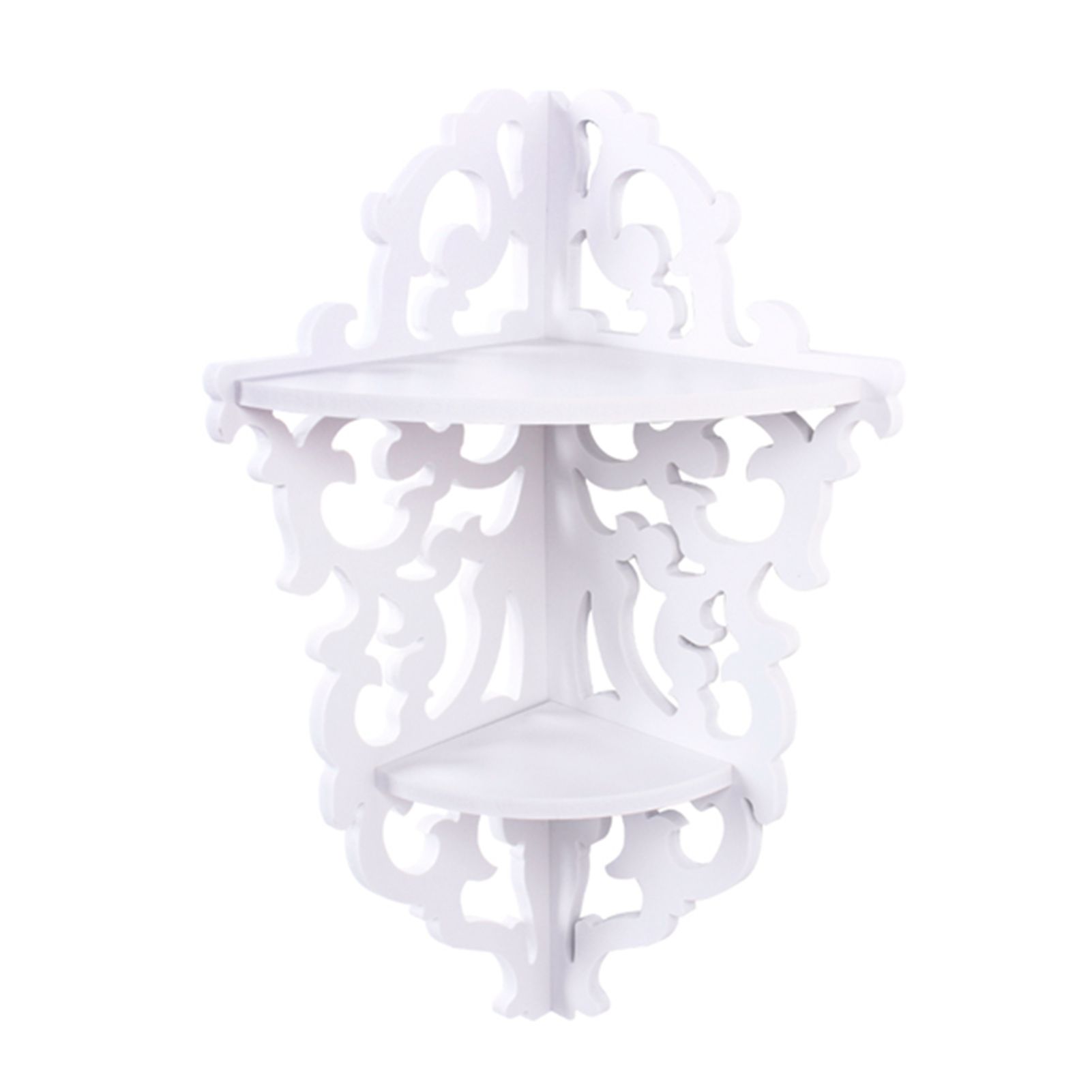 2 Tier Carved Home Bathroom Corner Shower Storage Shelf Rack Stand Display White view 5