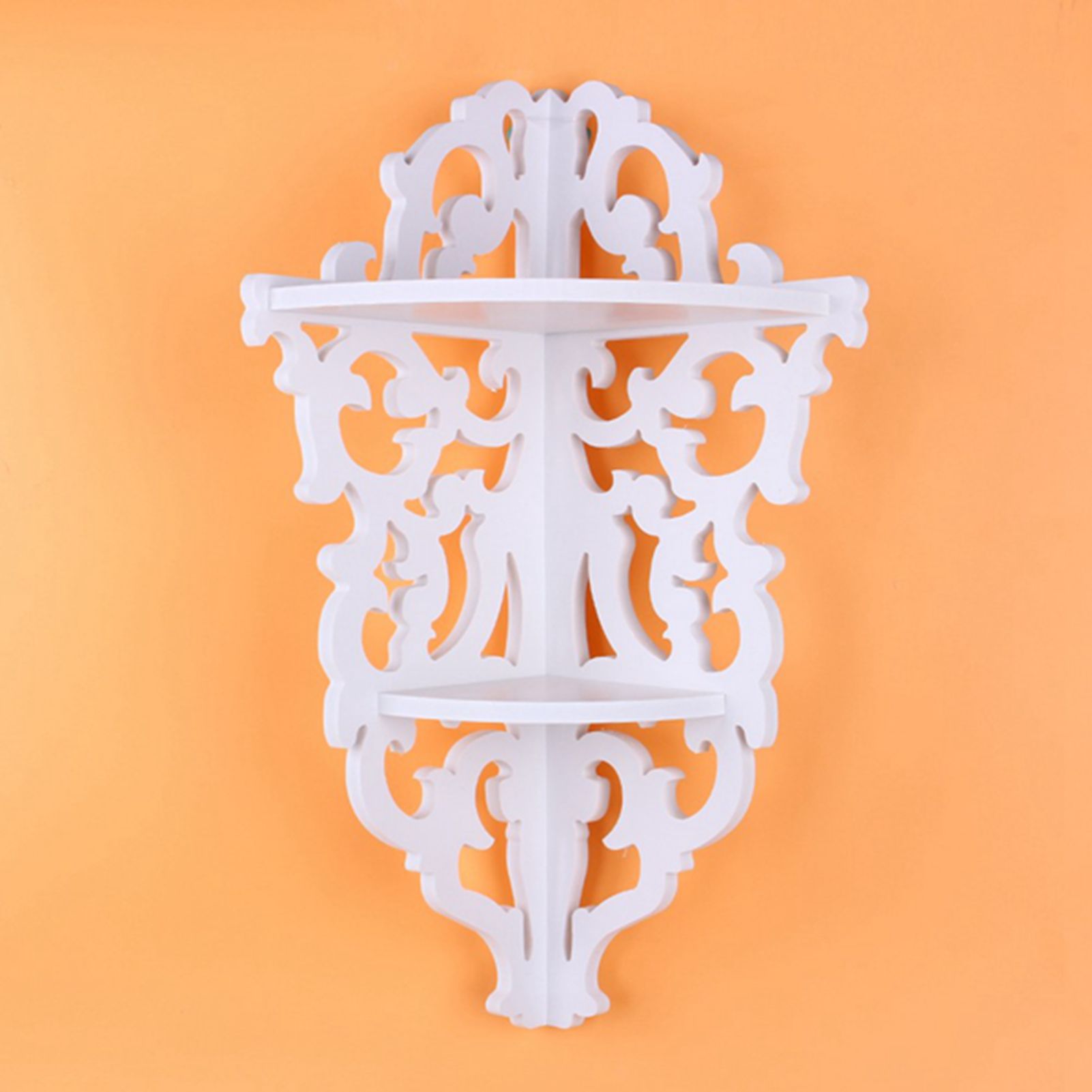 2 Tier Carved Home Bathroom Corner Shower Storage Shelf Rack Stand Display White view 6